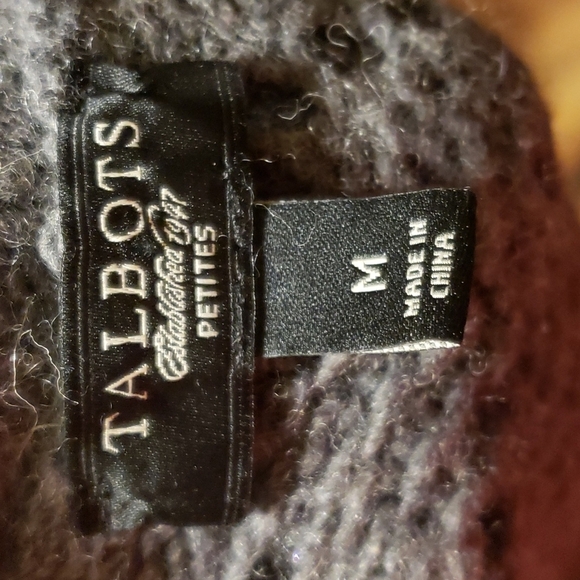 Talbots wool blend wide collar sweater vest grey button up - Picture 5 of 6